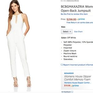 BCBG Hailee Open Back White Jumpsuit Size 4
